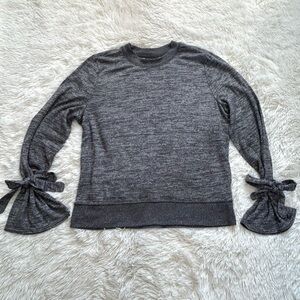 Abercrombie & Fitch Gray Long Sleeve Top with Tie Sleeves